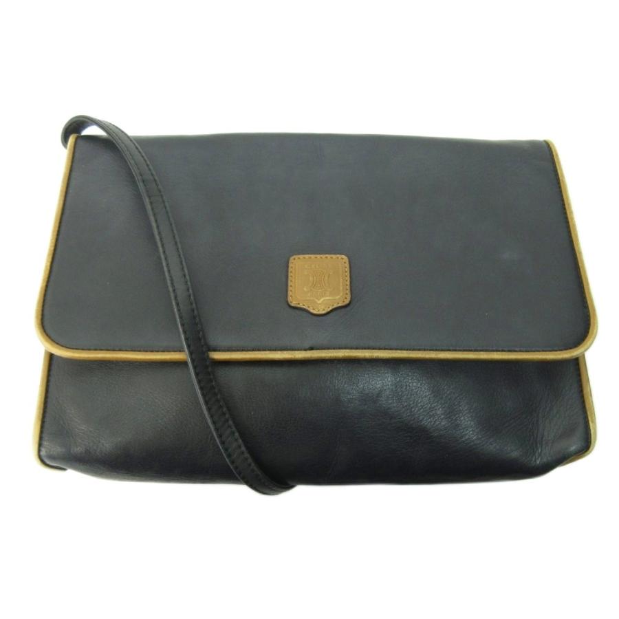 美品 オールド セリーヌ celine ショルダー バッグ ブラック トリオンフ CELINE セリーヌ ショルダーバッグ ブラック トリオンフ ステッチ