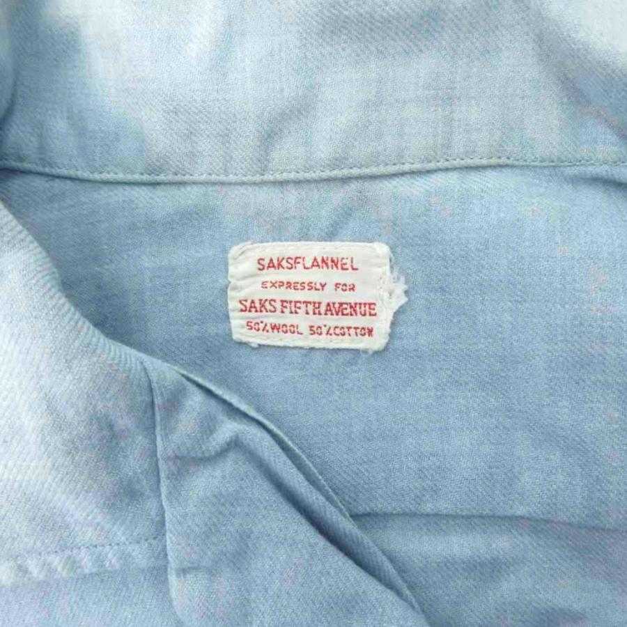 サックスフィフスアベニュー 50s オープンカラーシャツ 開襟 長袖 M 水色 サックスフィフスアベニュー SAKS FIFTH AVENUE ヴィンテージ 50s