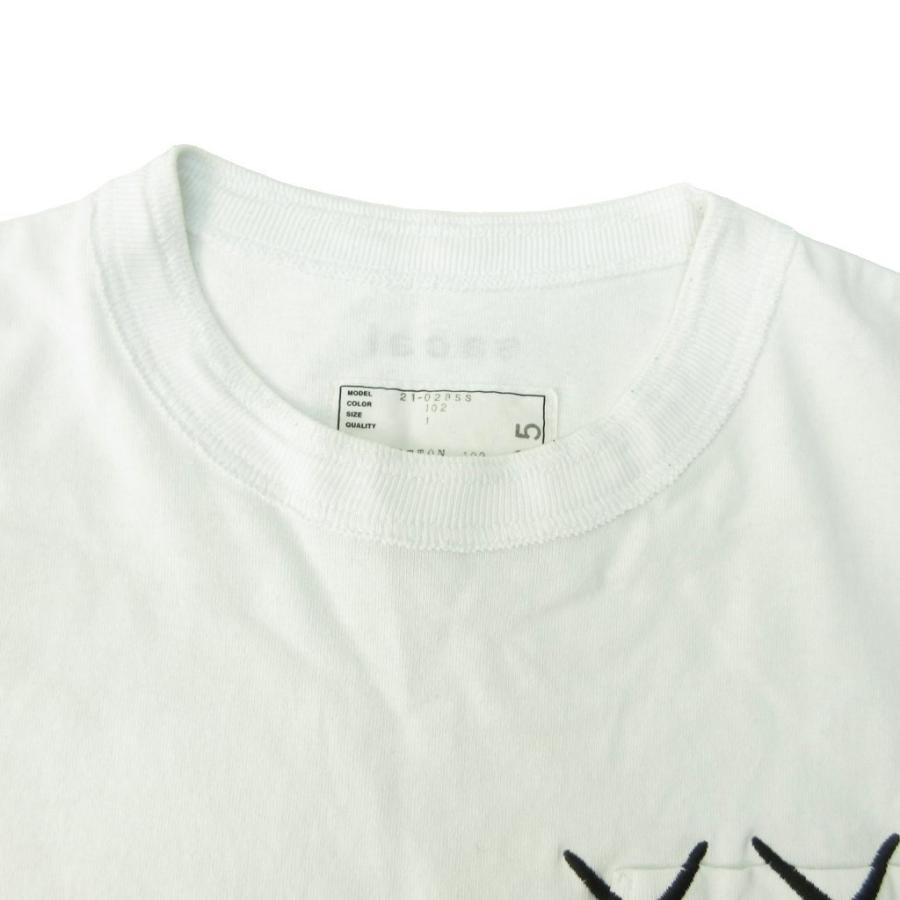 サカイ sacai × カウズ 美品 21SS コラボ Tシャツ ロゴ 白 ホワイト 1