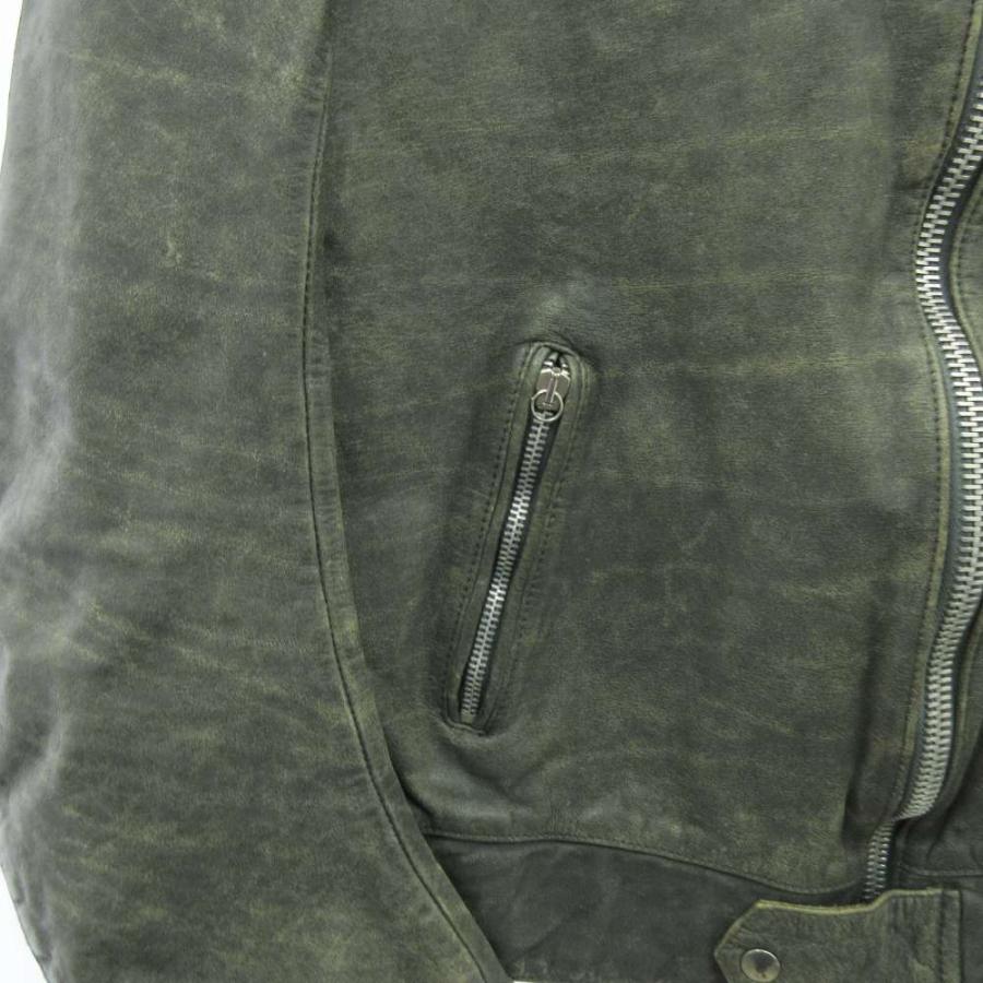 【vintage】ゴールデングース　シングルライダースジャケット　短丈　y2k ゴールデングース GOLDEN GOOSE ヴィンテージ加工 レザー ライダース