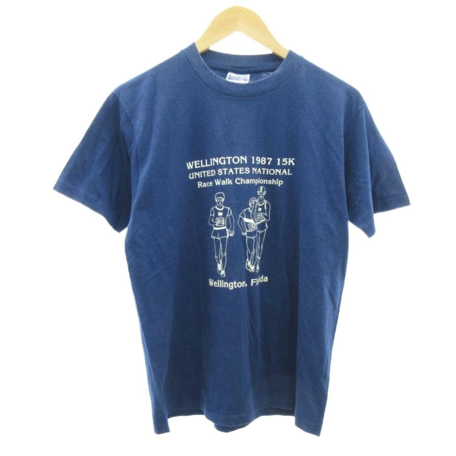 ヘインズ Hanes 90s マラソン Tシャツ USA製 米国製 半袖 紺 ネイビー
