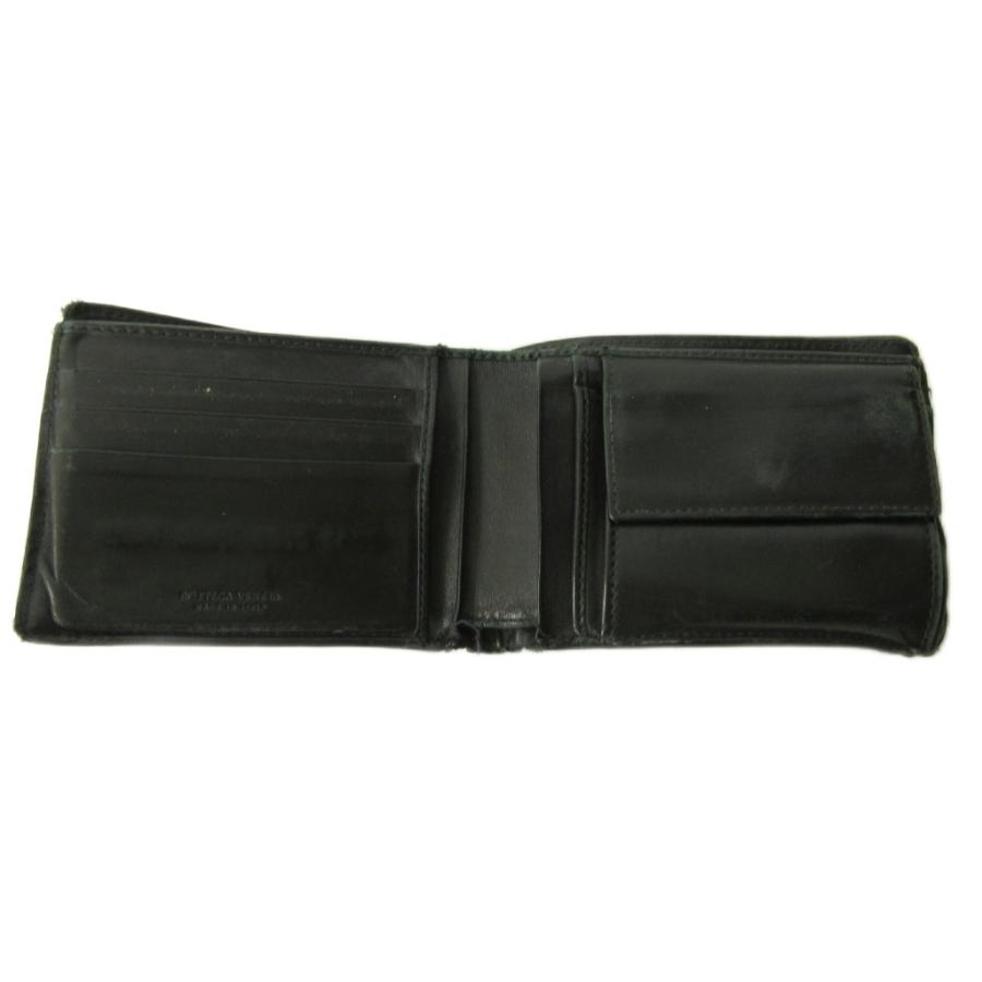 正規品　ボッテガヴェネタ　二つ折り財布　マキシイントレチャート　黒　レザー BOTTEGA VENETA（ボッテガ・ヴェネタ） 二つ折り財布 ウォレット