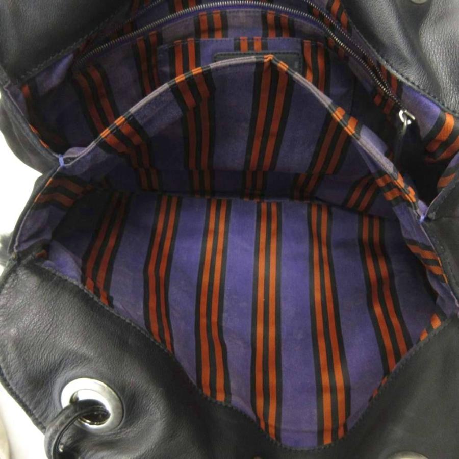 ホーガン HOGAN トートバッグ レザー 切替 ハラコ フリンジ 黒 