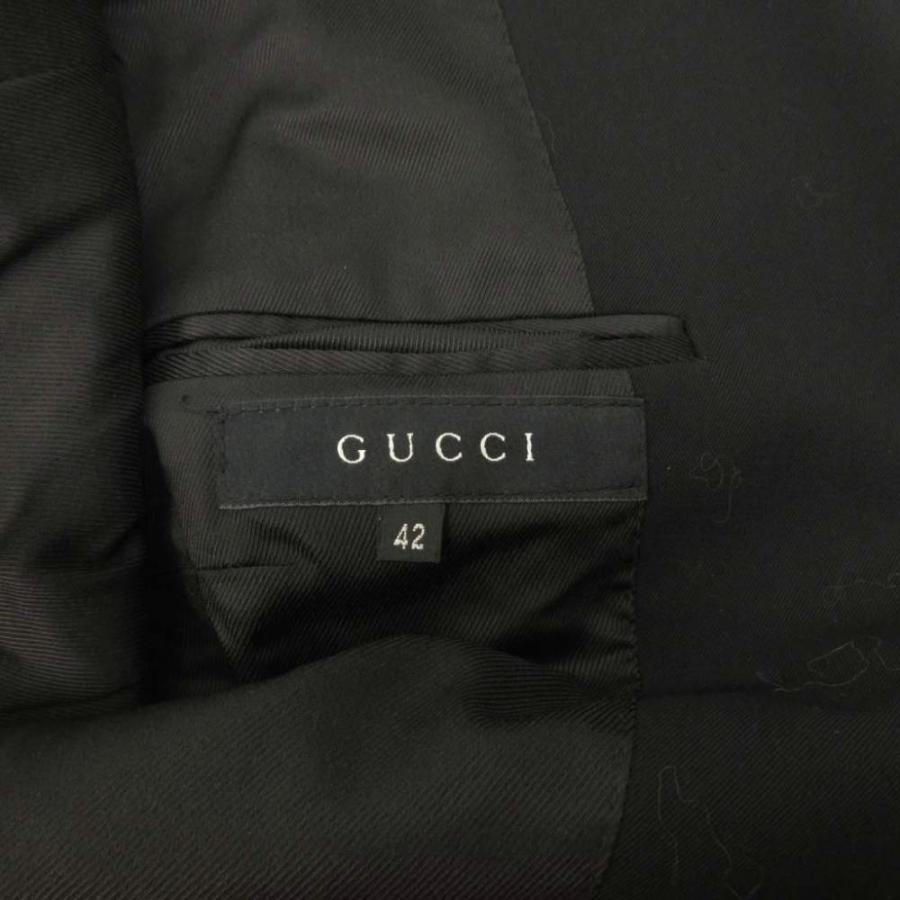 未使用品 グッチ GUCCI トムフォード期 タグ付き スーツ セットアップ ジャケット パンツ エポレット ウール 42 黒 ブラック