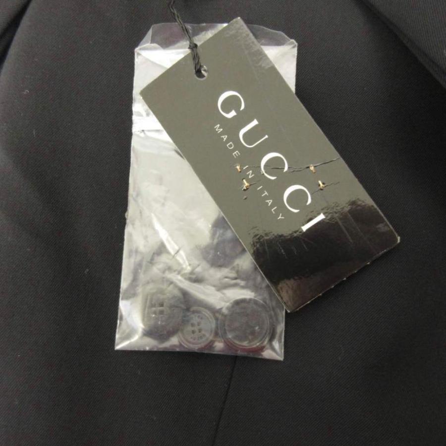 未使用品 グッチ GUCCI トムフォード期 タグ付き スーツ セットアップ ジャケット パンツ エポレット ウール 42 黒 ブラック
