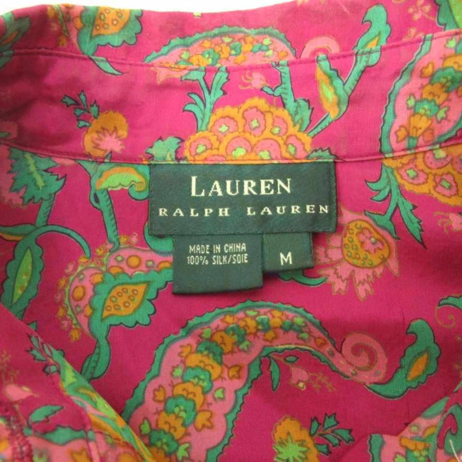 ローレンラルフローレン シャツ 花柄 絹 シルク 長袖 M ピンク ローレンラルフローレン LAUREN RALPH シャツ 花柄 絹 シルク 長袖 M