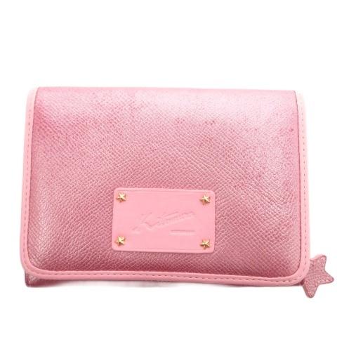 Kitamura（キタムラ） 二つ折り財布 ピンク 星型チャーム ロゴエンボス