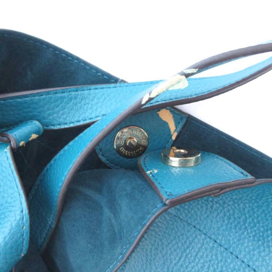 ドゥクラッセ DoCLASSE トートバッグ ブルー グリーン系 無地 サイド 