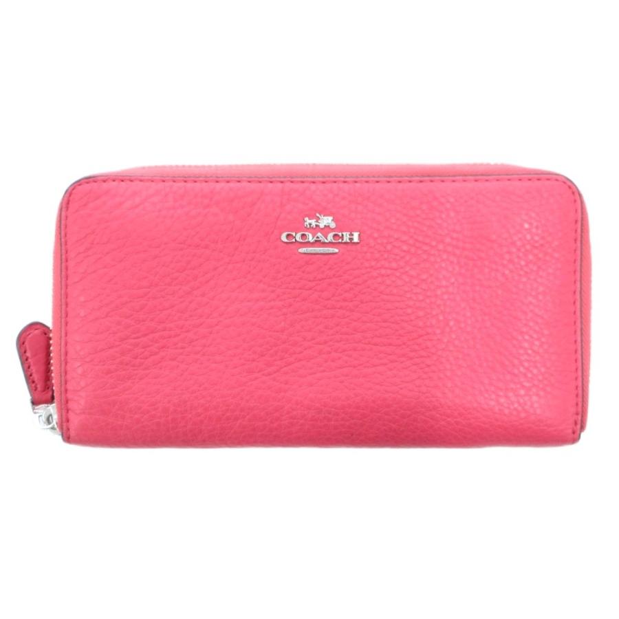 COACH（コーチ） 長財布 女性用 ピンク 無地 ラウンドファスナー 