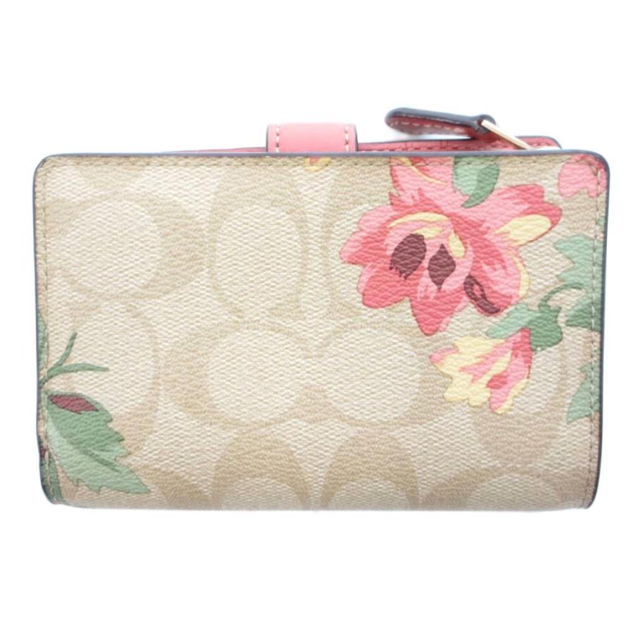 COACH 花柄 二つ折り財布 ピンク COACH（コーチ） 二つ折り財布 女性用 ベージュ ピンク シグネチャー柄