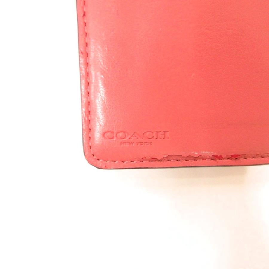 COACH（コーチ） 二つ折り財布 女性用 ベージュ ピンク シグネチャー柄
