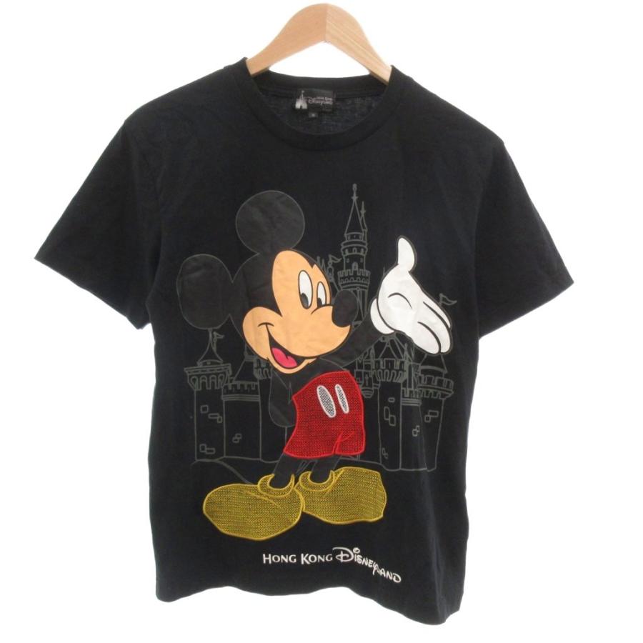 ディズニー Disney ミッキー Tシャツ カットソー M 黒 ブラック 半袖