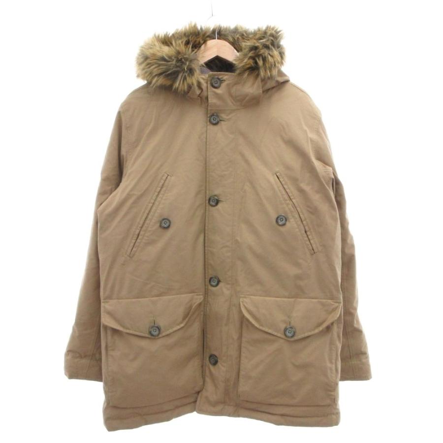 AIGLE フード付きベージュダウンジャケット エーグル AIGLE N-3B型 ダウンジャケット XL ジップアップ フロント