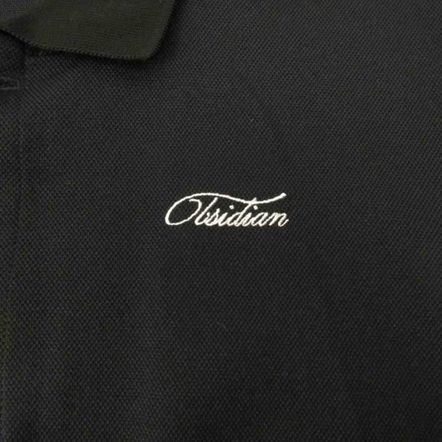 オブシディアン OBSIDIAN 美品 ワンピース ハーフボタン ロゴ 刺繍 半袖 ひざ丈 XS 黒 ブラック ODW23S0001 0418 レディース_5