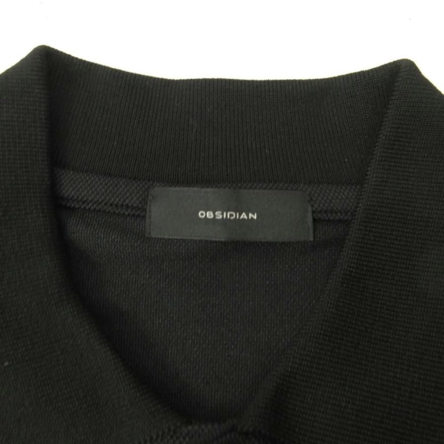 オブシディアン OBSIDIAN 美品 ワンピース ハーフボタン ロゴ 刺繍 半袖 ひざ丈 XS 黒 ブラック ODW23S0001 0418 レディース_7