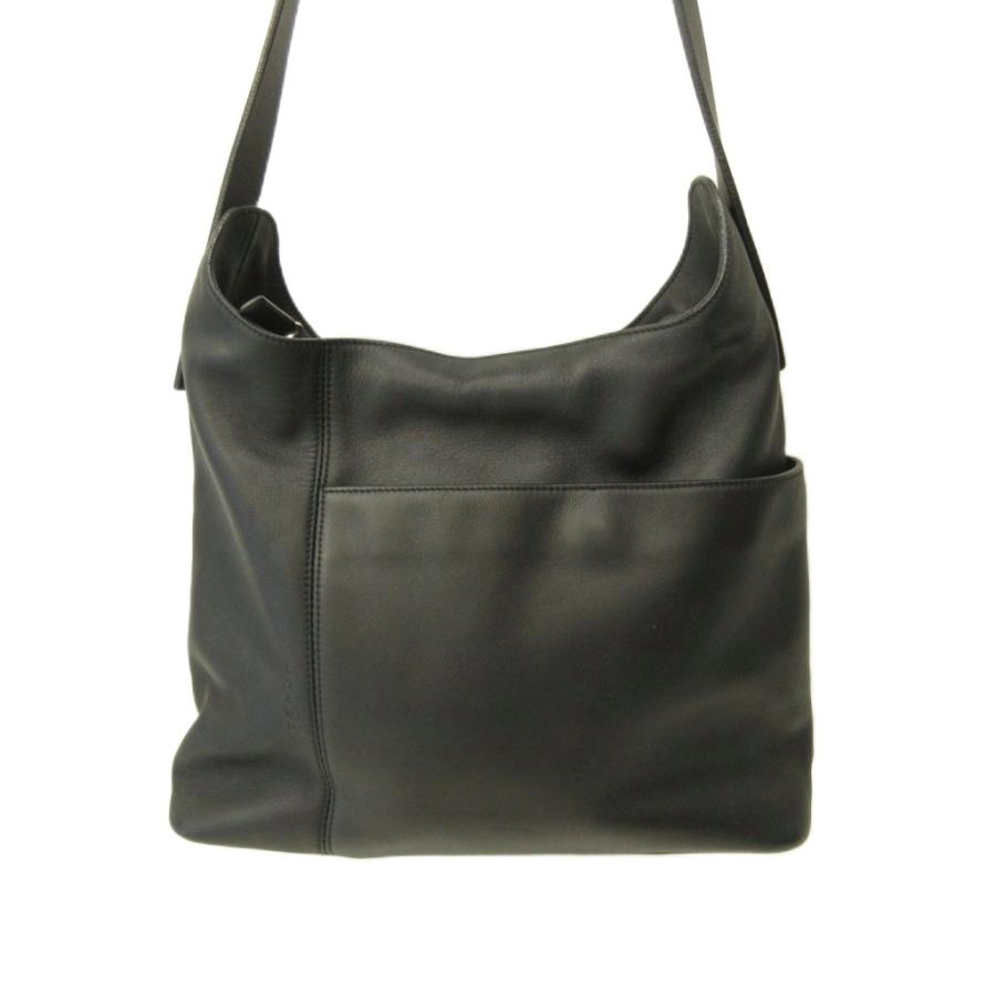 LOEWE（ロエベ） ロゴ 型押し ショルダーバッグ レザー ポーチ付き 黒 