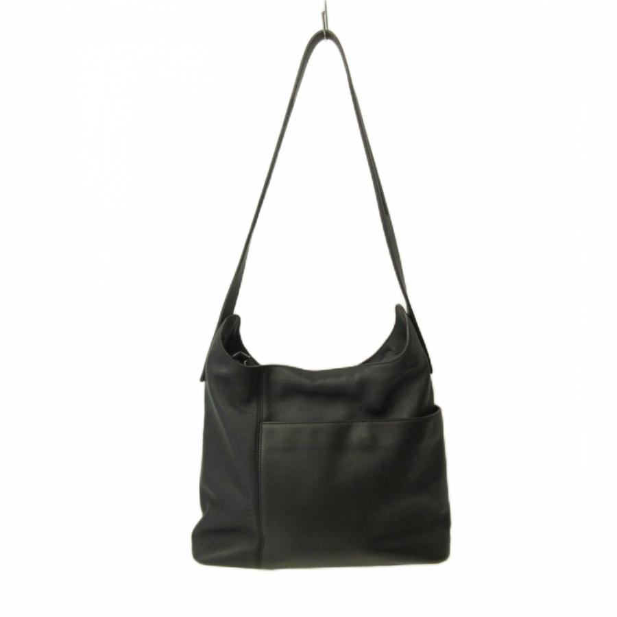 LOEWE（ロエベ） ロゴ 型押し ショルダーバッグ レザー ポーチ付き 黒 