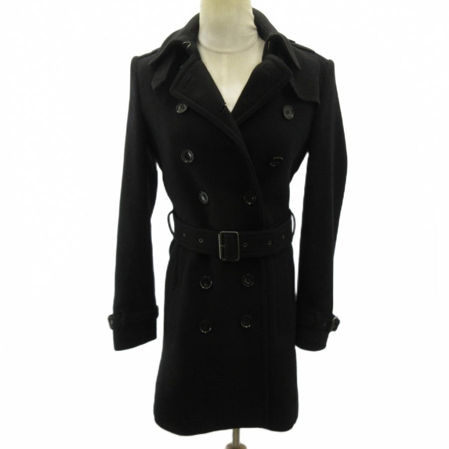 BURBERRY BRIT バーバリー Pコート カシミヤ混 ノバチェック黒 S vectorpremium_122-902606040023