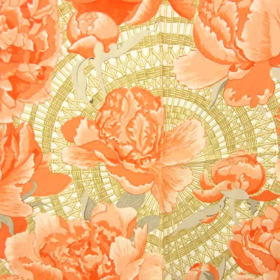 【美品　HERMES 　シルクスカーフ】 Les Pivoines 芍薬 HERMES（エルメス） 美品 Les Pivoines 芍薬 牡丹 カレ90 スカーフ 花