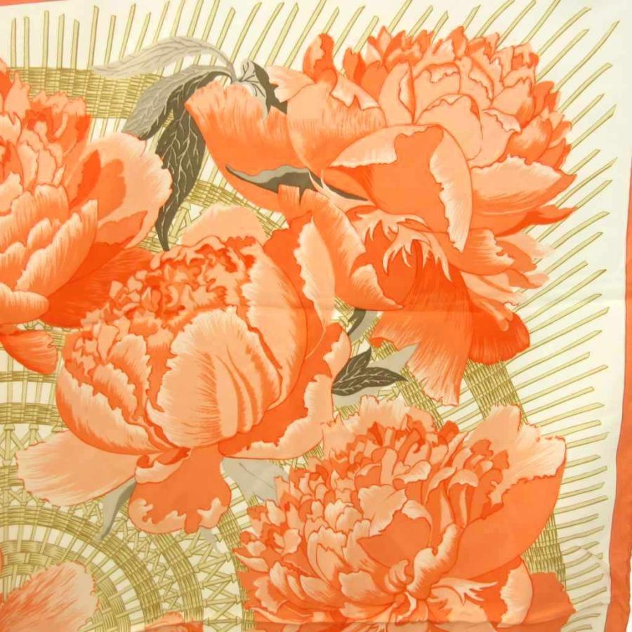 エルメス　HERMES 　スカーフ　カレ90　芍薬 HERMES（エルメス） 美品 Les Pivoines 芍薬 牡丹 カレ90 スカーフ 花