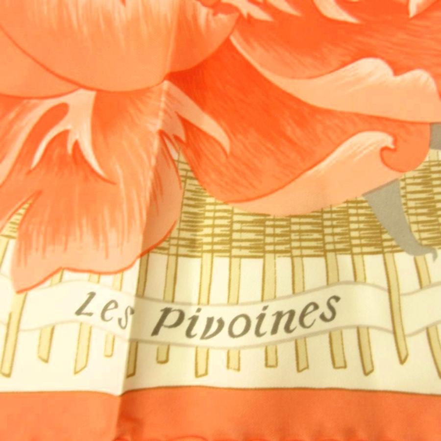 HERMES（エルメス） 美品 Les Pivoines 芍薬 牡丹 カレ90 スカーフ 花