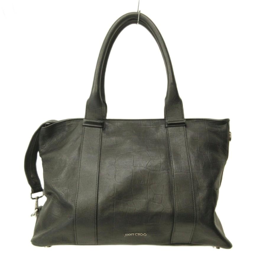 ジミーチュウ JIMMY CHOO トートバッグ クロコ型押し スタッズ レザー 