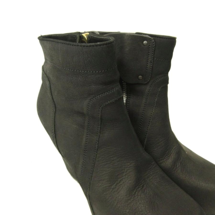 Rick Owensブラック レザー ウェッジソール ショートブーツ36 リックオウエンス Rick Owens ウェッジソール ショートブーツ シューズ