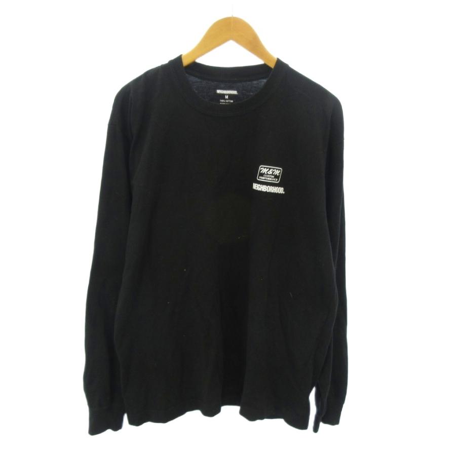ネイバーフッド NEIGHBORHOOD × M&amp;M コラボ Tシャツ ロゴ 両面プリント 長袖 M 黒 ブラック 1016 メンズ