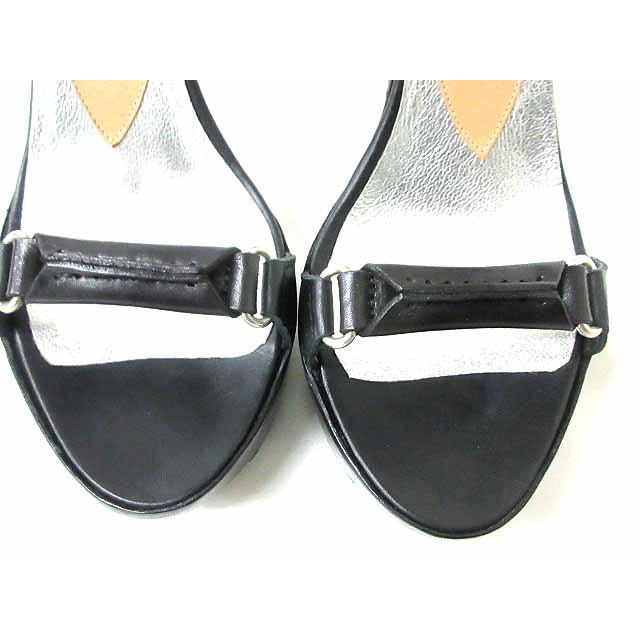 【中古】未使用品 LARARE サンダル ハイヒール Vanda プラットフォーム ストラップ レザー イタリア製 黒 36 レディース 未使用品 LARARE サンダル ハイヒール Vanda プラットフォーム