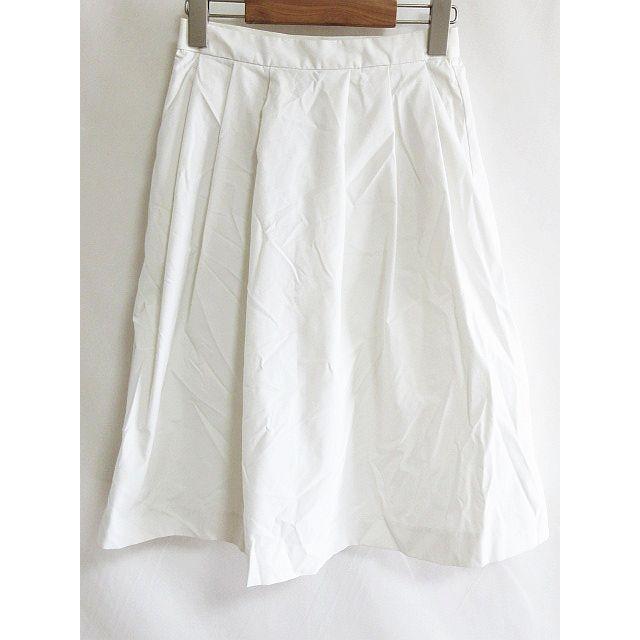 ユニクロ UNIQLO 膝丈 スカート フレア 白 S レディース : 126  