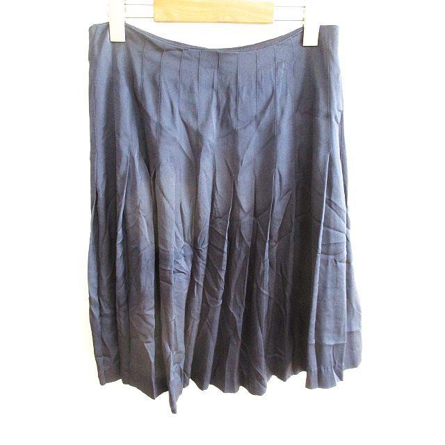 theory セオリー プリーツ フレア シルク スカート 光沢 ネイビー 4  