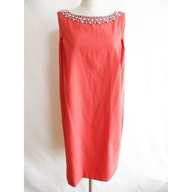 インディヴィ Indivi ワンピース ドレス ビジュー ノースリーブ 膝丈 サーモンピンク 38 レディース 126 ブランド古着販売のベクトル 通販 Yahoo ショッピング