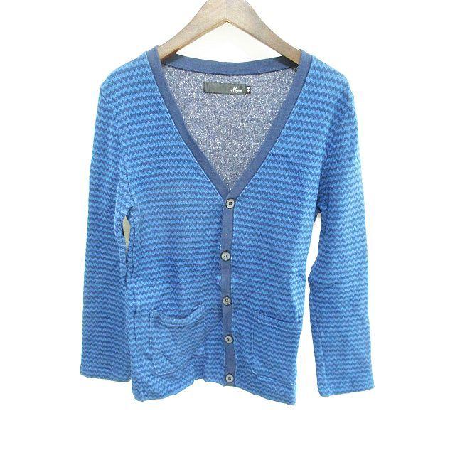 マージン Magine カーディガン ジグザグ ボーダー 青 44 メンズ 126 ブランド古着販売のベクトル 通販 Yahoo ショッピング