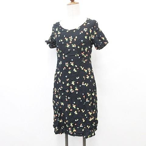 中古 ローラアシュレイ Laura Ashley ワンピース 半袖 丸首 ひざ丈 フレア キャミソール付 花柄 黒 ブラック 9 レディース ベクトル 古着 135 ブランド古着販売のベクトル 通販 Yahoo ショッピング