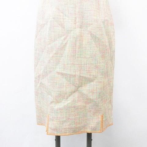 中古 Vivid Lady ビビッドレディー ワンピース 半袖 ひざ丈 サマーツィード コサージュ シルク チェック柄 ベージュ オレンジ ピンク 黄 イエロー 9a3 135 ブランド古着販売のベクトル 通販 Yahoo ショッピング