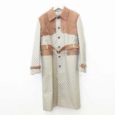 中古 未使用品 Ggスプリーム グッチ Gucci コート ロング ブラウン ステンカラー 刺繍 Gg柄 Gg柄 Ggスプリーム スエード 大きいサイズ ベージュ ブラウン 58 メンズ ベクトル 古着 135 ブランド古着販売のベクトル