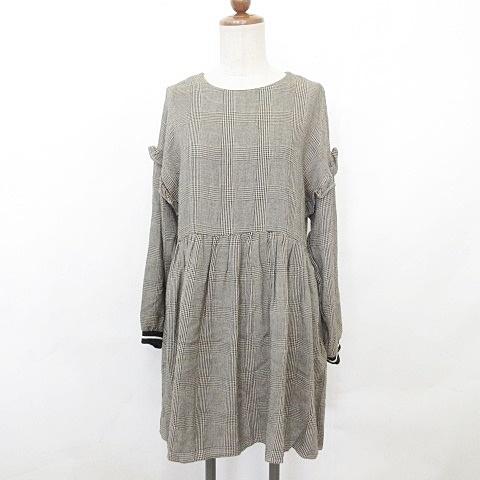 中古 ザラ ベーシック Zara Basic ワンピース ミニ丈 長袖 ノーカラー チェック フリル 綿 茶 黒 白 M レディース ベクトル 古着 135 ブランド古着販売のベクトル 通販 Yahoo ショッピング