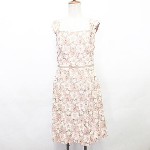 日本正規品 中古 トッカ Tocca ワンピース キャミワンピ ノースリーブ ひざ丈 タックストラップ 総刺繍 花柄 テープ リボン ベージュ ピンク 4 レディース 在庫限りセール Staging Skylanceronline Com