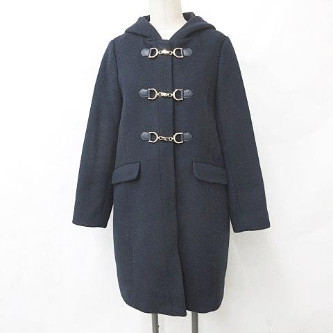 Misch Masch ネイビー ウールコート M ミッシュマッシュ MISCH MASCH コート フード スナップボタン