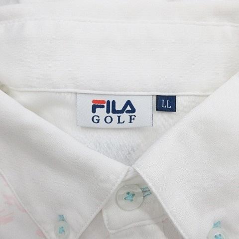 フィラ FILA GOLF ゴルフ シャツ 半袖 ボタンダウン ロゴ 総柄 白 ピンク ホワイト LL メンズ｜vectorpremium｜03