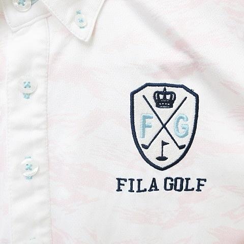 フィラ FILA GOLF ゴルフ シャツ 半袖 ボタンダウン ロゴ 総柄 白 ピンク ホワイト LL メンズ｜vectorpremium｜05