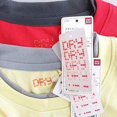 未使用品 ユニクロ スポーツ ウエア Tシャツ 2枚セット 半袖 Vネック クルーネック ドライ メッシュ 赤 黄 レッド イエロー S｜vectorpremium｜03