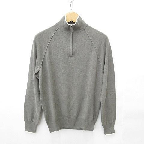 エルメス HERMES ニット セーター 長袖 ハーフジップ 配色 カシミヤ 綿 
