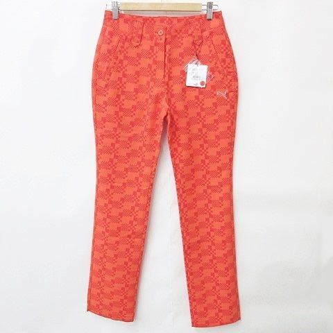 未使用品 プーマ PUMA ゴルフ パンツ ロング チェック柄 ストレッチ 赤