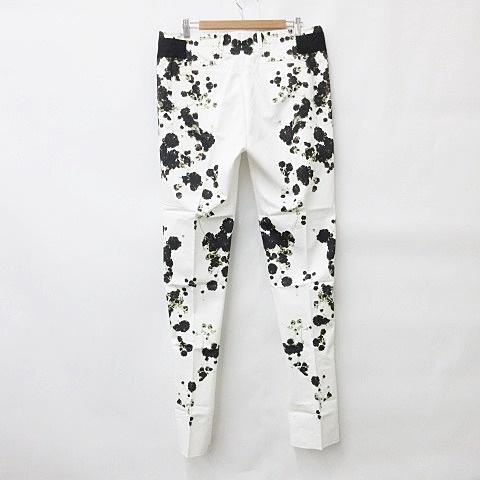 【中古】未使用品 ジバンシィ GIVENCHY パンツ ロング ボタニカル柄 総柄 コットン ホワイト ブラック 白 黒 54 メンズ 未使用品 ジバンシィ GIVENCHY パンツ ロング ボタニカル柄 総柄