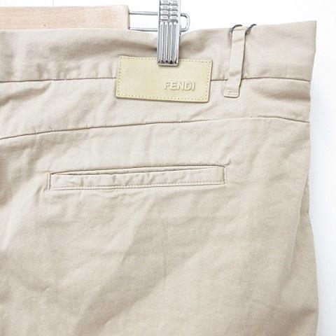 【中古】未使用品 フェンディ FENDI パンツ チノパン ロング ボタンフライ ストレッチ コットン ベージュ 58 メンズ FENDI（フェンディ） 未使用品 パンツ チノパン ロング ボタンフライ