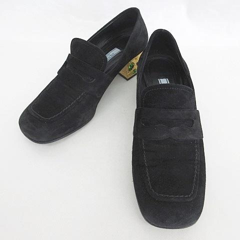 PRADA プラダ ベロア ローファー 22.5 ヒール6.5cm