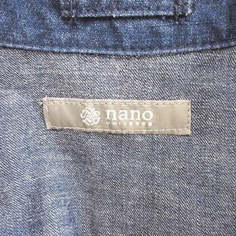 ナノユニバース nano universe シャツ カジュアルシャツ デニムシャツ 長袖 刺繍 綿 紺 ネイビー インディゴ L メンズ｜vectorpremium｜03