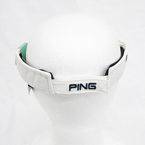 未使用品 ピン PING ゴルフ 帽子 バイザー サンバイザー ロゴ 刺しゅう 綿 コットン ホワイト 白 紺 ONE SIZE メンズ レディース｜vectorpremium｜02