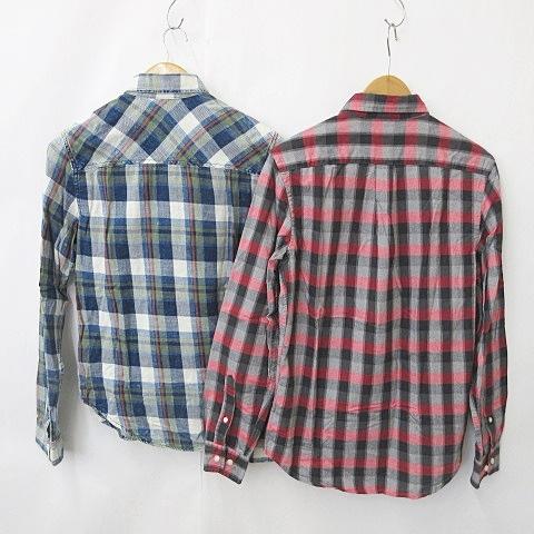 GAP ギャップ シャツ 2枚セット 長袖 ボタンダウン チェック ブルー 